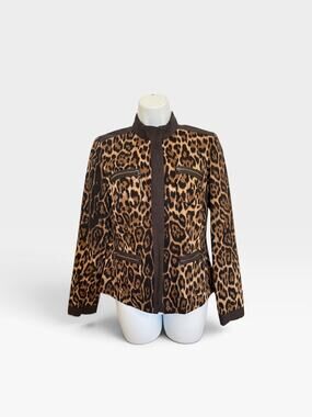 Vintage Doncaster Leopard Print Zip Front Jacket Cotton Stretch  4